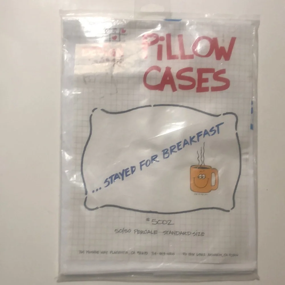 Set of Retro Pillowcases 1986 Wine Glass Coffee Cup Romantic Funny Sayings NWT‎